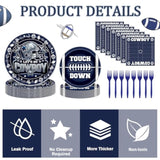 Cowboy Football Party Decorations - 96 Pcs Blue Cowboy American Rugby Tableware Set, Game Day Disposable Paper Plate Napkin Fork, Sports Birthday Party Supplies For Boys Men, Serves 24 Guests