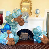 Earth Balloons, 12 Inch Dusty Blue Coffee Cloud Print Balloon With Earth Globe Foil Balloons For Boys Travel Theme Space Theme Party Earth Day Retirement Party Decorations