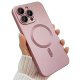 Magnetic Case For Iphone 13 Pro Max Phone Case For Women, Matte Luxury Soft Metallic Luster Design With Camera Lens Protector, Compatible With Magsafe Case For Iphone 13 Pro Max 6.7"-Pink
