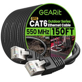 GearIT Cat6 Outdoor Ethernet Cable (150ft) 23AWG Pure Copper, FTP, LLDPE, Wate