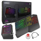 C989 Ergonomic Mechanical Keyboard For Pc - Kailh Linear Red Switches - Rgb Light Up Led Backlit With Usb - Ergo Split Key Board With Macro