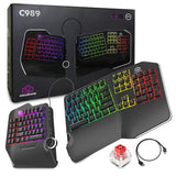 C989 Ergonomic Mechanical Keyboard For Pc - Kailh Linear Red Switches - Rgb Light Up Led Backlit With Usb - Ergo Split Key Board With Macro