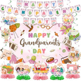 Grandparents Day Party Decorations,Include Banner,Hanging Swirls,Background And Honeycomb Centerpieces For Best Grandpa And Grandma Ever Party Decorations Supplies.
