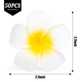 50Pcs 2.7" Foam Plumeria Flower Heads, Tropical Artificial Hawaiian Frangipani For Hair Hat Wreath, Diy Crafts, Spring Wedding Decor