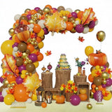 Fall Balloon Arch Kit: Pumpkin, Maple Leaf, Autumn Colors - 170 Piece
