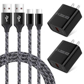 Type C Fast Charger For Moto G Pure/G Stylus 5G 2024/G 5G 2022/G Power 2025 2024/G Play 2024/2023/2021/One 5G Ace/G Fast/G8/G7 Play,18W Quick Charge 3.0 Rapid Wall Charger Adapter+2Pc 6Ft Usb C Cable