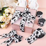 3 Rolls 20 Yards Cow Print Wired Edge Ribbon Burlap Craft Ribbons Gift