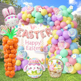 Easter Balloon Arch Kit, Easter Party Decoration With Bunny & Egg Foil Balloons, Colorful Easter Balloons Garland For Spring Easter Bunny Theme Birthday Baby Shower Party Supplies