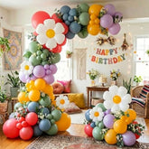 Groovy Daisy Balloon Arch Boho Balloon Garland Kit Pastel Red Blue Green Purple Balloons With Daisy Flower Balloon For For Boho Baby Shower Flower Groovy One Two Birthday Party Decorations
