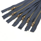 7 Inch Metal Zipper Close End Jeans Zipper Antique Brass Teeth Navy Zi