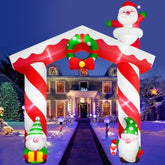 10 Ft Giant Christmas Inflation Archway Outdoor Decoration, Blow Up Yard Decorations With Gnomes & Santa Claus Built-In