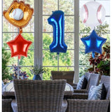 Baseball Balloons 1St Birthday Decorations For Boy | Rookie Of The Year First Birthday Decoration Baseball Sports Theme Party Supplies Foil Mylar Navy Blue Red White Sports Balloon Arch Kits