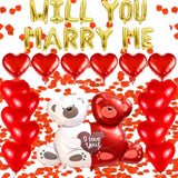 Will You Marry Me Balloons, Will You Marry Me Decorations Set With 1000 Red Rose, Will You Marry Me Sign I Love You Heart Shaped Balloons Kit For Valentines Day Wedding Proposal Anniversary