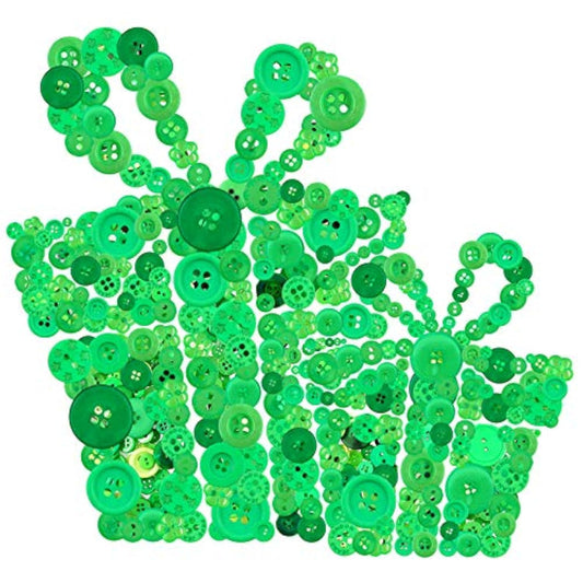 1000-Pieces Christmas Buttons 2 Holes And 4 Holes Green Round Craft Re