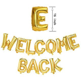 Gold welcome back balloons and banner with flower and star accents for school or home decor