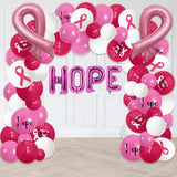 Breast Cancer Awareness Decorations Pink Ribbon Balloons Arch Garland Kit Pink White Latex Balloons Hope Foil Balloons for Breast Cancer Pink Ribbon Party Decoration Supplies Survivor Party Decor
