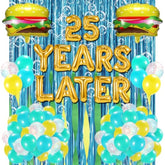 Spongebob 25Th Birthday Decorations, 25 Years Later Letter Balloons Set For Ocean Theme Party,Birthday Decor,Mermaid,Baby Shark,With Hamburger Balloons,Blue Backdrop Bubble Garland And Crepe Paper