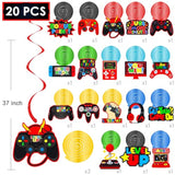 Video Game Birthday Hanging Swirls Red Video Game Party Decorations 20Pcs Game On Ceiling Streamers Gaming Birthday Party Hanging Decorations Or Level Up Birthday Baby Shower Supplies