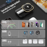 Magnetic Wireless Charger Apple Charging Station,Qi2 Certified 3 In 1 Wireless Charging Station Night-Lamp,Mag-Safe Charger Compatible With Apple 17/16/15/14/13/12&Air-Pods&Iwatch(Black)