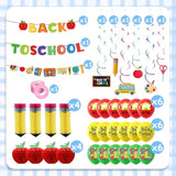 Back to School Decorations Set, Banner, Balloons, Swirls, Apple, Pencil Decor