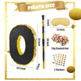 20 Inch Number 7 Piñata Gold Black With 30 Inch Piñata Stick Blindfold Confetti For Man Women Boys Girls Birthday Party Decorations, Anniversary Celebration, Fiesta