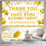 Large Thank You Banner Backdrop White Gold Employee Appreciation Decor