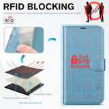 TUCCH Wallet Case for iPhone 14 (6.1") 2022, 4 Card Slots, Shiny Light Blue