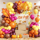 Fall Thanksgiving Balloon Arch Kit with Orange Brown Red Yellow Balloons for Party