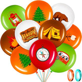 45PCS Camping Balloon Set – Colorful 12" Balloons with Ribbons for Adventure Party Decor