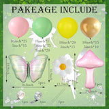 Fairy Wonderland Balloon Arch Garland Kit-158Pcs Green Pink Balloons With Butterfly Flower & Mushroom Foil Balloon For Girls Fairy Baby Shower Fairytale Spring Garden Tea Party Decorations