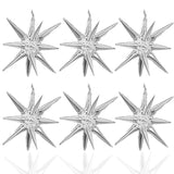 6 Pcs Silver Star Foil Balloons, 14-Pointed 4D Starburst Mylar Balloons for Parties