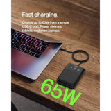 Belkin Portable Charger, 3-Port Laptop Power Bank 20000 mAh - USB-C & USB-A Ports, 65W iPhone Charger Fast Charging - MacBook, Apple iPhone 17, iPad, Samsung Galaxy S25, Nintendo Switch 2, etc - Black