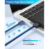 Usb 3.0 A To A, 3.3 Ft, Male To Male Cable Double End Usb Cord Compatible With Hard Drive Enclosures Dvd Player Laptop Cooler - Blue