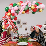 Christmas Balloon Garland Arch kit for Girls, Dark Sage Green Pink Red Gold Snowflake Xmas Balloon Arch with Red Pink Candy Cane Foil Balloons Set for Women New Year Holiday Birthday Party Decorations
