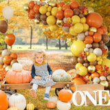 157PCS Thanksgiving Balloon Arch Kit with Mustard Orange Balloons for Baby Shower