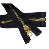 2 Pcs 14 Inch Metal Zippers #5 Antique Brass Separating Open End Jacke