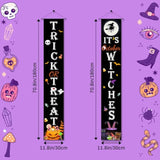 2PCS Halloween Trick or Treat Porch Banners Outdoor Indoor Front Door Decor
