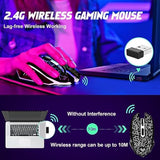 Wireless Gaming Mouse, Rechargeable Wireless Computer Mouse, 7-Color Led Light, Ergonomic Mouse With 6 Silent Click Buttons, 3 Adjustable 2400 Dpi Wireless Mouse For Laptop,Pc,Mac, Black