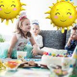 Sun Balloons, 30" Large Sun Party Decorations Sun Foil Balloons For 1St Birthday Baby Shower Summer Themed Party Birthday Decorations, Yellow, 6Pcs