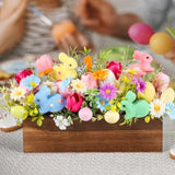 Easter Table Centerpieces Artificial Floral Arrangements Wooden Crate, Potted Plant With Rabbit Eggs Tulips Carrots Flowers For Spring Easter Tiered Tray Shelf Table Home Farmhouse Decor