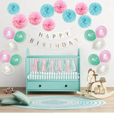 12 Pcs Pink Blue Tissue Paper Pom Poms for Gender Reveal Party Ceiling Wall Hanging Tissue Flowers Decor (8 &10 & 12 inch)