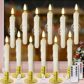 Window Candles, 12 Pack Flameless Christmas Window Candle With 2 Remote Timers, Battery Operated Window Candles With Candle Holders & Suction Cups For Christmas Decoration