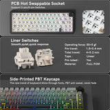 Womier L65 60% Mechanical Keyboard With Knob,4000Mah,Tri Mode Usb-C/Bt5.0/2.4G,Rgb Backlit,Hot Swap,Shine Through Keycaps,Linear Switch,Gasket Mounted Wireless Gaming Keyboard For Pc/Mac(Black)