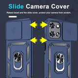 Compatible With Moto G Power 5G 2025 Case Built In Slide Camera Lens Cover+Screen Protector+Finger Ring Holder Kickstand,Heavy Duty Shockproof Full Body Protective Phone Cover,Blue