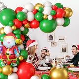 Christmas Balloon Arch Kit - Red, Gold, White, Green Garland With Bell Balloons And 40 Inch Santa Claus Foil Balloon For Xmas Party Decorations