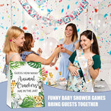 Guess How Many Animal Crackers Baby Shower Game, Jungle Animal, Safari Theme Baby Shower Game - 1 Standing Sign And 50 Cards For Gender Neutral-Lk-D05