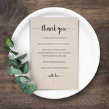 Thank You Table Place Setting Cards (Set Of 50) Made In Usa - 4X6 Large, Rustic Kraft Tan, Wedding, Party, Retirement, Graduation, Birthday, Baby Shower, Bridal, Engagement, Anniversary