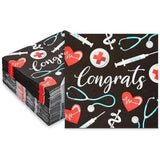 100-Pack Nurse Graduation Decorations Cocktail Napkins - 6.5In X 6.5In Folded, 13In X 13In Unfolded 2-Ply Black - Absorbent Medical Napkins For Rn Party Decor