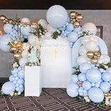 148Pcs Baby Blue Balloon Garland Kit with White & Gold Balloons for Boy Party