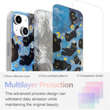 Iphone 13/14 Case, Black Cat Design, Slim Silicone Bumper Case, Wireless Charging Compatible